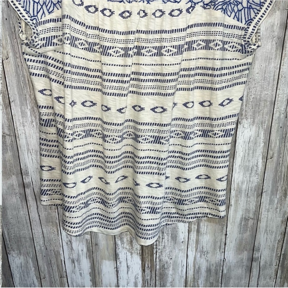 Lucky Brand Santorini Embroidered Boho Printed Blouse - Picture 4 of 5